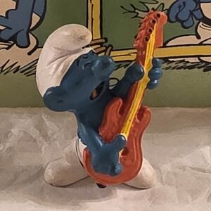 Vintage Smurf with Red Guitar